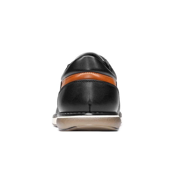 Men's Wide Width PU Leather Oxford Sneakers - BLACK - 4